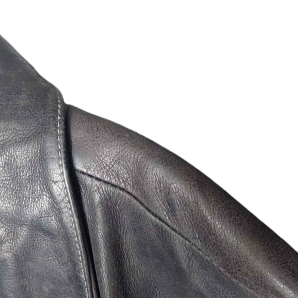 Vintage Black Leather Women's Moto Jacket-Y2K Classic Collar Metal Zips Grunge - Picture 4 of 14